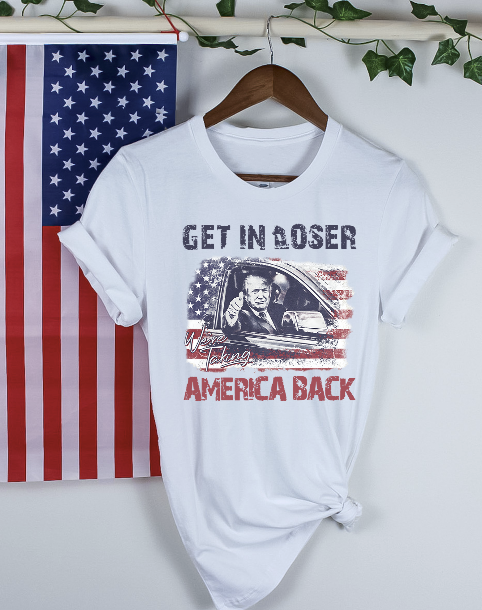 get in loser we're taking America back T-Shirt anti biden trump 2024 USA election tee patriotism
