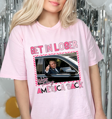 Get in loser we're taking America back T-Shirt Get in loser we're taking America back T-Shirt anti biden trump 2024 USA election tee