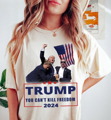 Trump shot Shirt Can't kill freedom shirt, Trump Shooting shirt