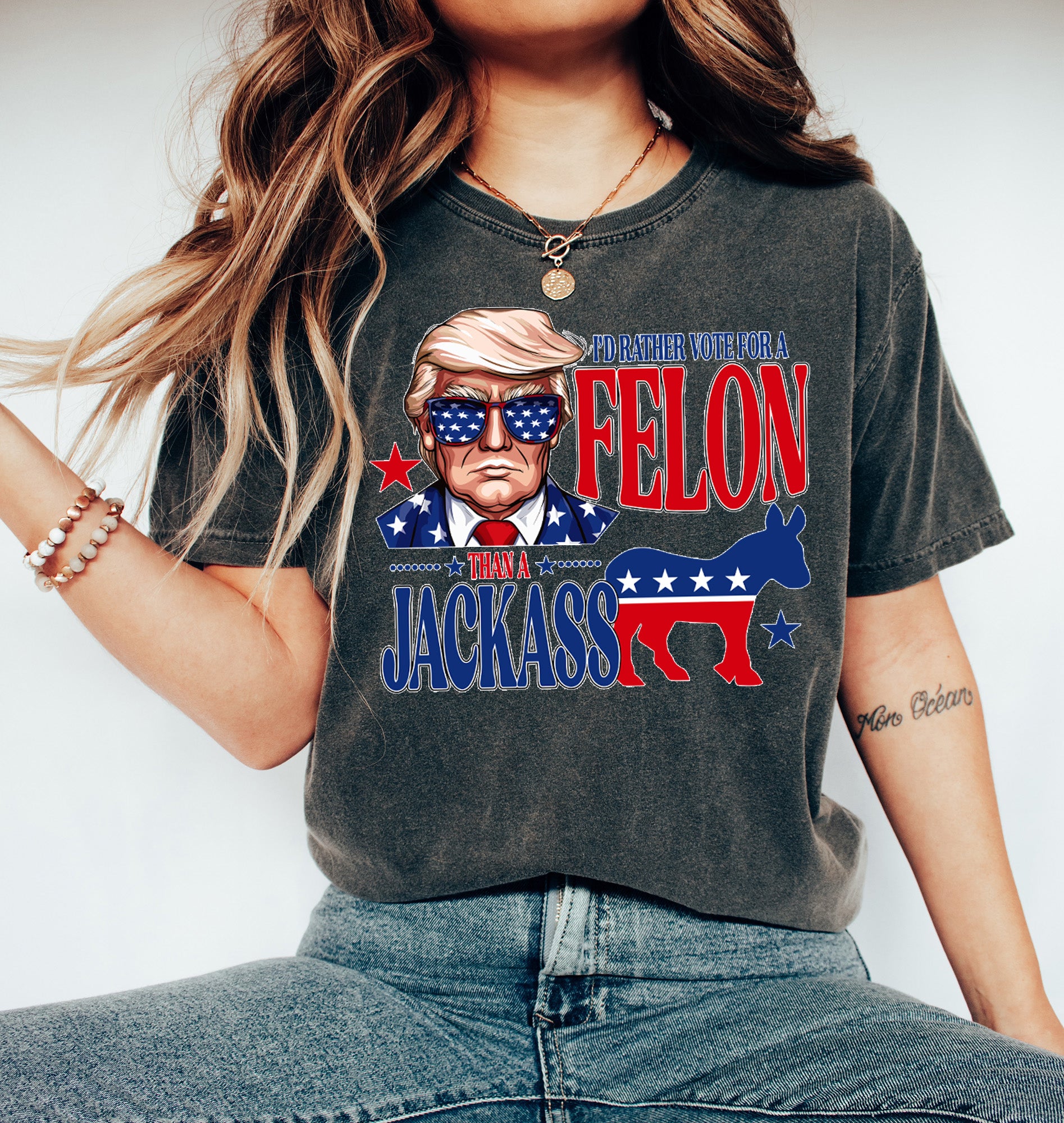 i'd rather vote for a felon than a Jackass Shirt Trump 2024 shirt Unisex Republican shirt, MAGA  Politc shirt Political Graphic tee, Trump Train shirt, Election 2024 T Shirt, Trump always