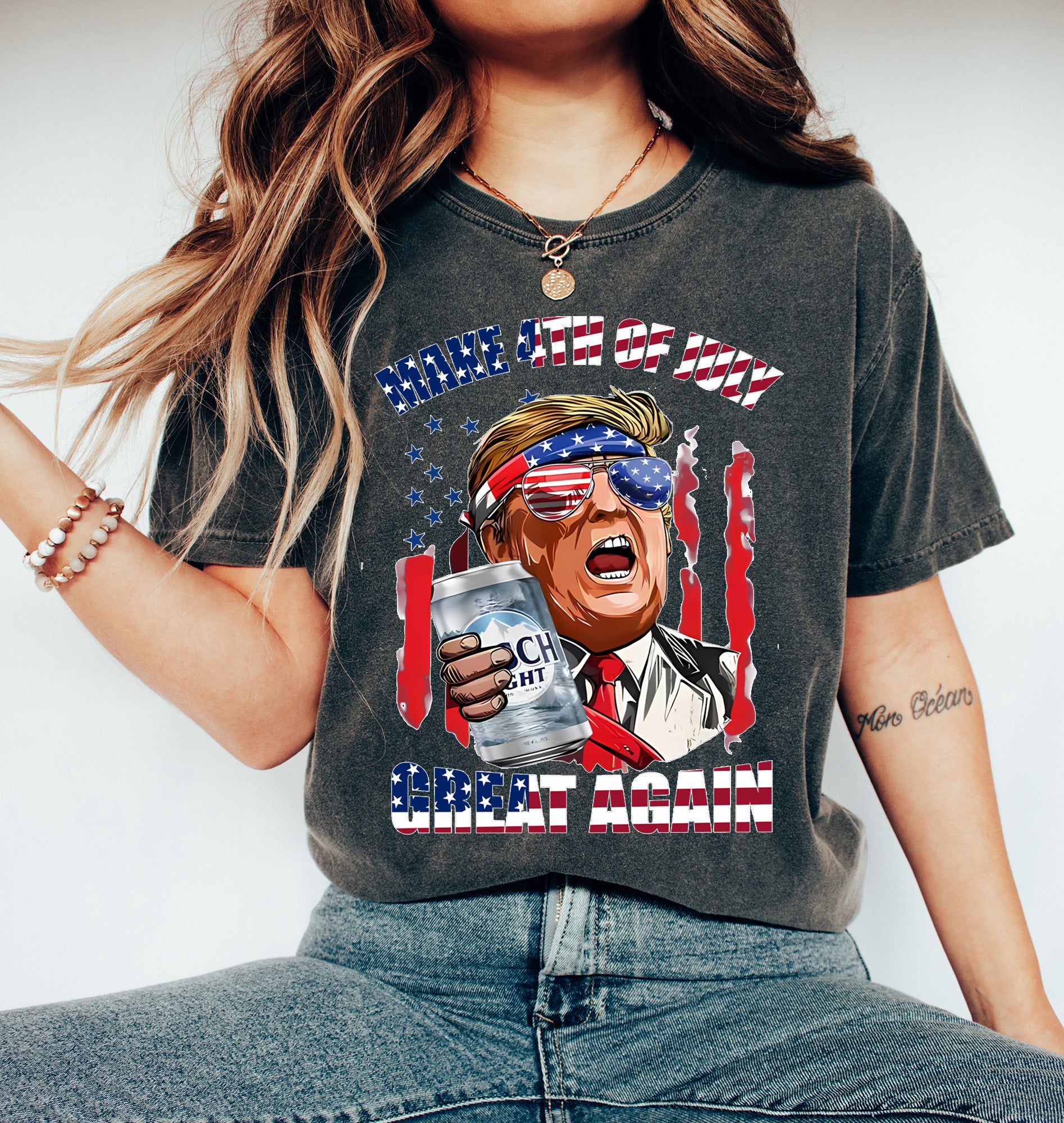 Busch Light Comfort Colors Shirt, Make Trump 4th of July Great Again Shirt,Trump 4th Of July Shirt MAGA Political Graphic tee, Trump Train shirt, Election 2024 T Shirt, Trump always