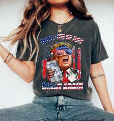 Busch Light Comfort Colors Shirt, Make Trump 4th of July Great Again Shirt,Trump 4th Of July Shirt MAGA Political Graphic tee, Trump Train shirt, Election 2024 T Shirt, Trump always