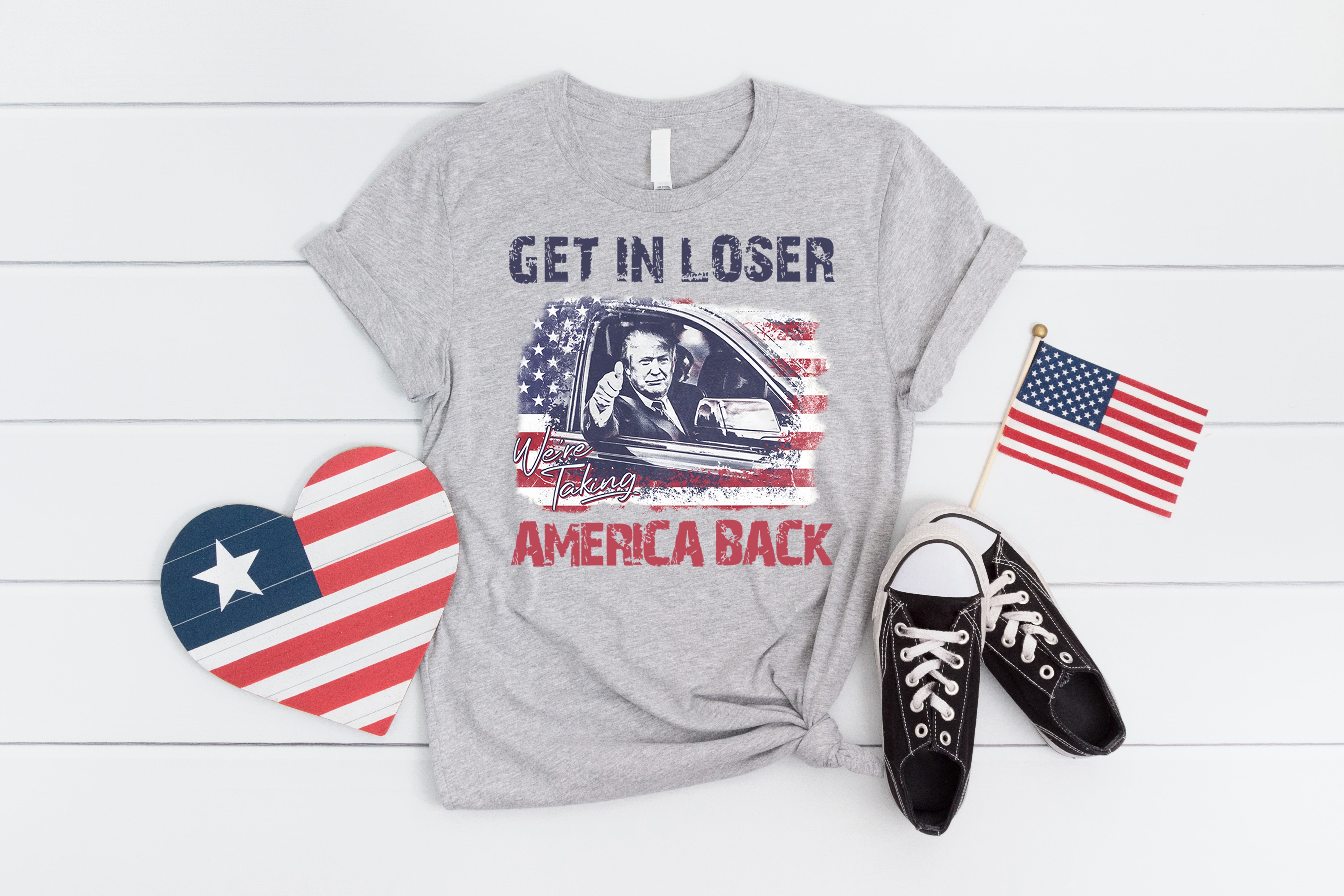 get in loser we're taking America back T-Shirt anti biden trump 2024 USA election tee patriotism