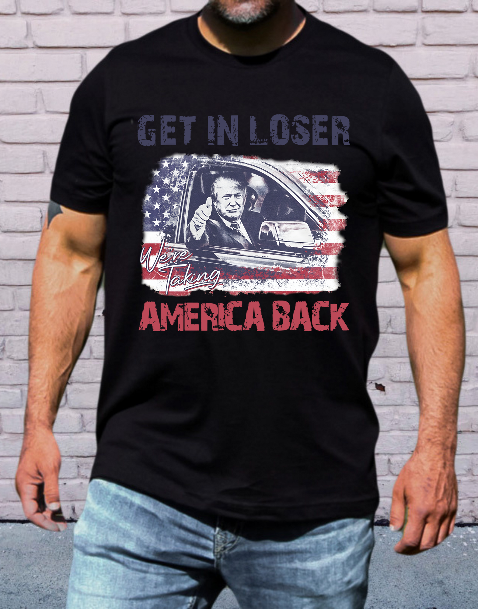 get in loser we're taking America back T-Shirt anti biden trump 2024 USA election tee patriotism