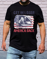 get in loser we're taking America back T-Shirt anti biden trump 2024 USA election tee patriotism