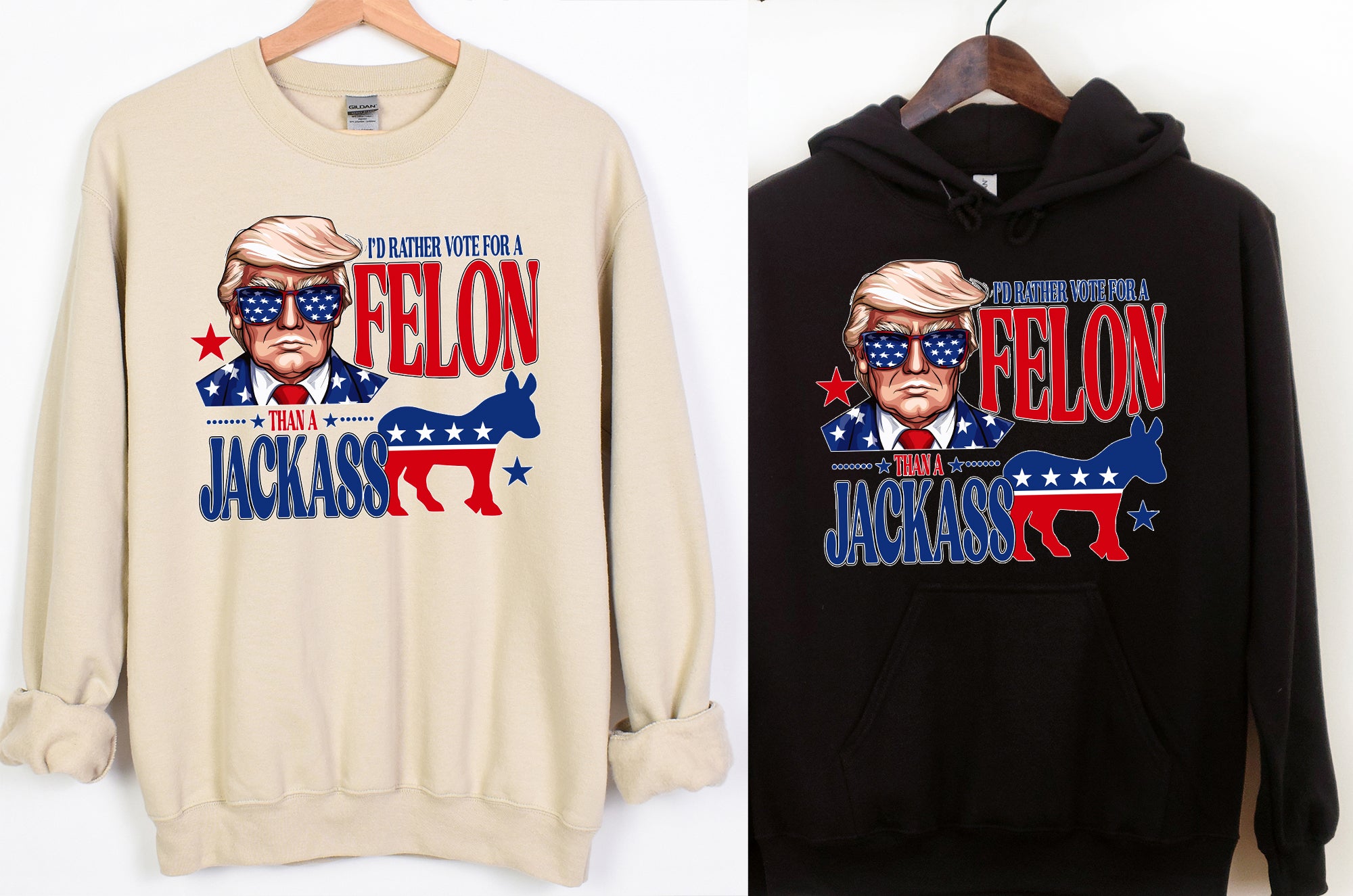 i'd rather vote for a felon than a Jackass Shirt Trump 2024 shirt Unisex Republican shirt, MAGA  Politc shirt Political Graphic tee, Trump Train shirt, Election 2024 T Shirt, Trump always